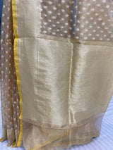 Beige handwoven tissue silk saree