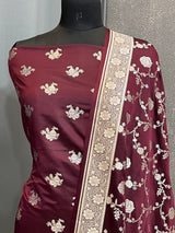 Banarasi Wine Mashru Silk Dress Material