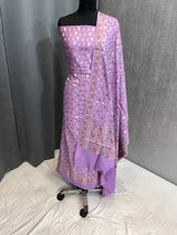 Banarasi Purple Semi Silk Dress Material