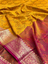 Mustard Semi Silk Banarasi Saree