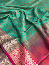 Sea Green Semi Silk Banarasi Saree