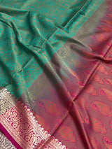 Sea Green Semi Silk Banarasi Saree