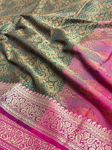 Rama Green Semi Silk Banarasi Saree