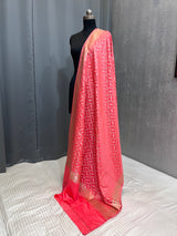 Strawberry Pink Semi Silk Banarasi Dupatta