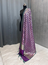 Purple Semi Silk Banarasi Dupatta