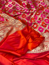 Orange Semi Silk Banarasi Dupatta