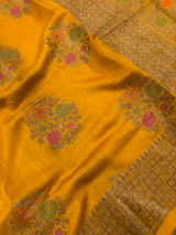 Munga Silk Mustard Banarasi Saree