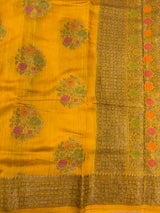 Munga Silk Mustard Banarasi Saree