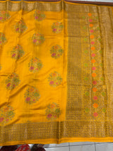 Munga Silk Mustard Banarasi Saree