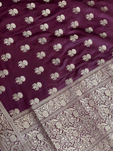Wine Semi Silk Banarasi Dupatta