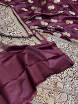 Wine Semi Silk Banarasi Dupatta