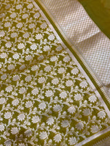 Mehendi Green Semi Silk Banarasi Dupatta