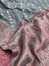Grey Cotton Silk Banarasi Saree