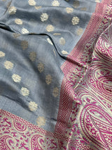 Grey Cotton Silk Banarasi Saree