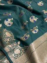 Bottle Green Cotton Silk Banarasi Saree