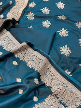 Banarasi Blue Mashru Silk Dress Material