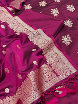 Banarasi Magenta Mashru Silk Dress Material