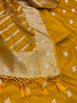 Banarasi Mustard Mashru Silk Dress Material