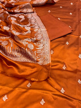 Banarasi Orange Mashru Silk Dress Material