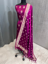 Banarasi Magenta Mashru Silk Dress Material