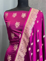Banarasi Magenta Mashru Silk Dress Material
