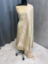 Banarasi Beige Mashru Silk Dress Material