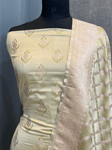 Banarasi Beige Mashru Silk Dress Material
