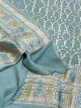 Dusty Green Pure Khaddi Georgette Silk Dupatta