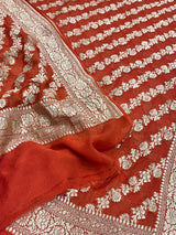 Orange Pure Khaddi Georgette Silk Dupatta