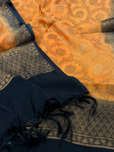 Yellow Semi Silk Banarasi Dupatta