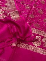 Rani Pink Semi Silk Banarasi Dupatta