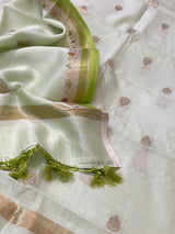 Pista Green Semi Silk Banarasi Dupatta