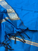 Blue Semi Silk Banarasi Dupatta