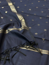 Navy Blue Semi Silk Banarasi Dupatta