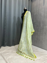 Pista Green Semi Silk Banarasi Dupatta