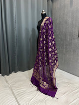 Purple Semi Silk Banarasi Dupatta