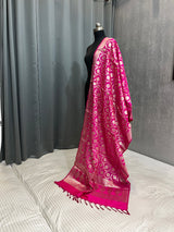 Rani Pink Semi Silk Banarasi Dupatta