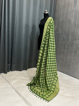 Green Bandhej Semi Silk Banarasi Dupatta