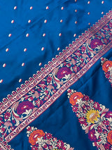Blue Semi Silk Banarasi Saree