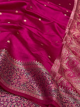 Magenta Chiniya Silk Banarasi Saree