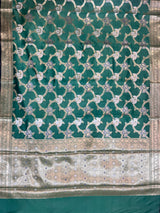 Green Semi Silk Banarasi Saree