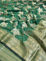 Green Semi Silk Banarasi Saree