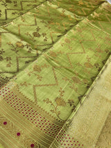 Pista Green Chiniya Silk Banarasi Saree