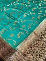 Rama Green Chiniya Silk Banarasi Saree