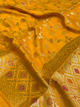 Mustard Chiniya Silk Banarasi Saree