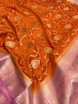 Orange Cotton Silk Banarasi Saree
