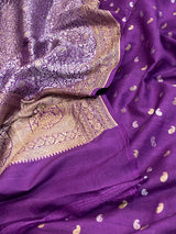 Banarasi Purple Handwoven Munga Silk Dress Material