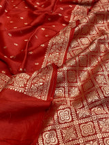 Banarasi Red Handwoven Munga Silk Dress Material