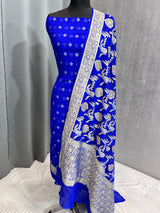 Banarasi Royal Blue Khaddi Georgette Silk Dress Material