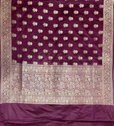 Wine Semi Silk Banarasi Dupatta